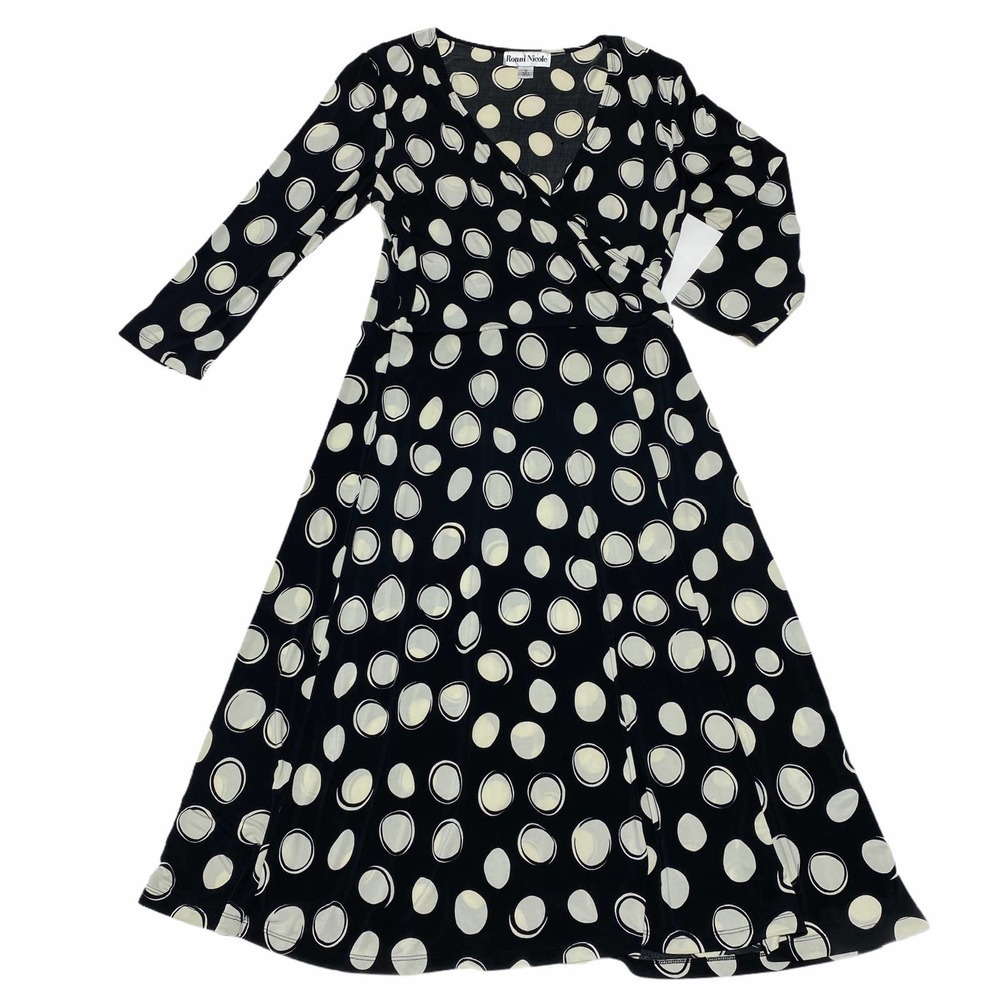 RONNI Nicole Polka Dot Wrap Maxi Dress Size 12